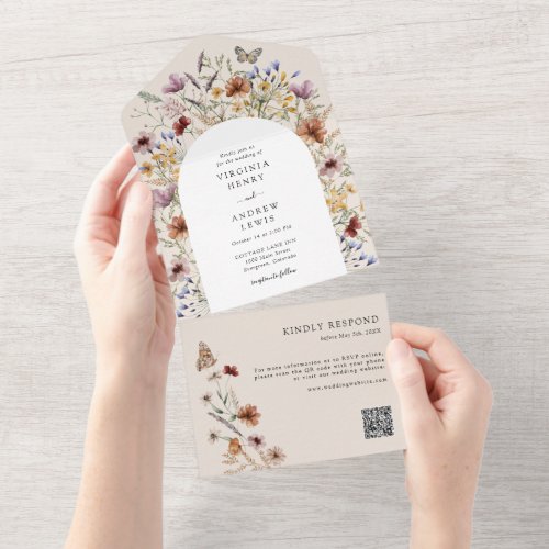 Wildflower QR Code All In One Invitation