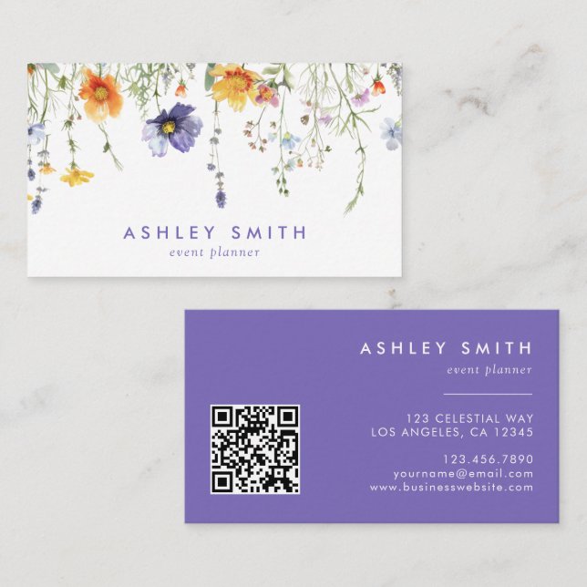 Wildflower QR Code Business Card (Front/Back)