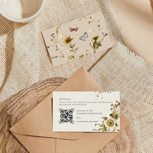 Wildflower QR Code Scan  Wedding Details Enclosure Card