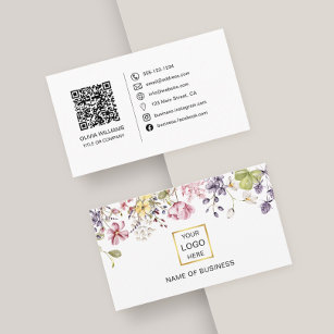 Wildflower QR Code Social Media Icon Business Card