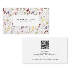 Wildflower QR Code Spring Flower Pattern Business Card
