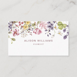Wildflower QR Code Trendy Florist Business Card