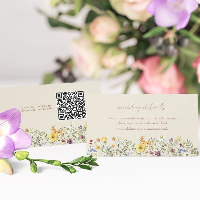 Wildflower QR Code Wedding  Enclosure Card (Creator Uploaded)