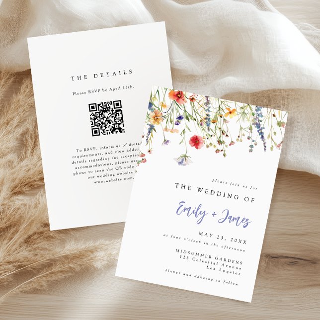 Wildflower QR Code Wedding Invitation (Creator Uploaded)