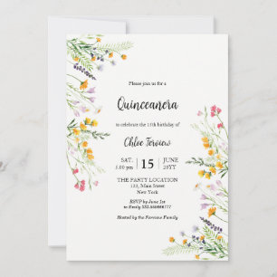 Wildflower Quinceañera elegant invitation