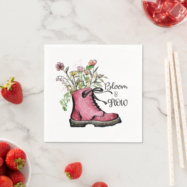 Wildflower Quote Bloom and Grow  Napkins (Insitu)
