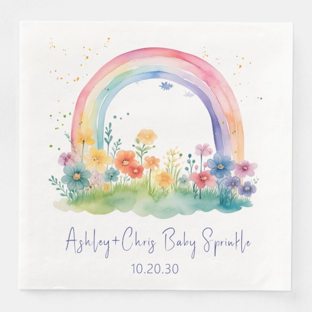 Wildflower Rainbow Baby Girl Sprinkle Paper Dinner Napkins (Front)
