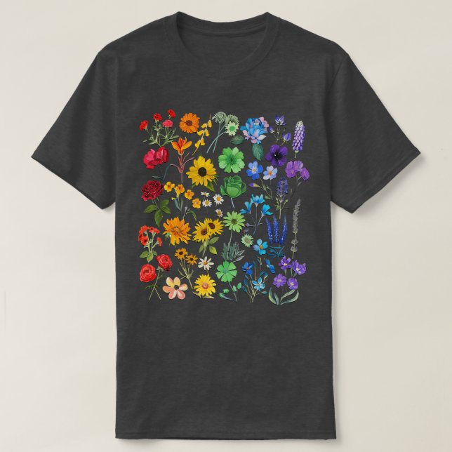 Wildflower Rainbow Flower Pride Lgbt T-Shirt (Design Front)