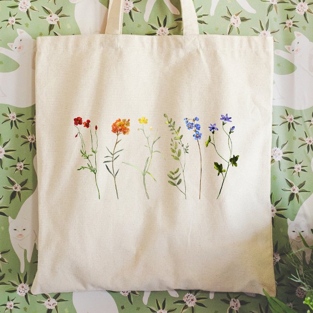 Wildflower Rainbow LGBTQ Pride Tote Bag (Creator Uploaded)