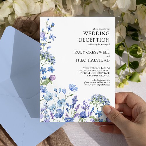 Wildflower Reception Only Lilac Periwinkle Wedding Invitation