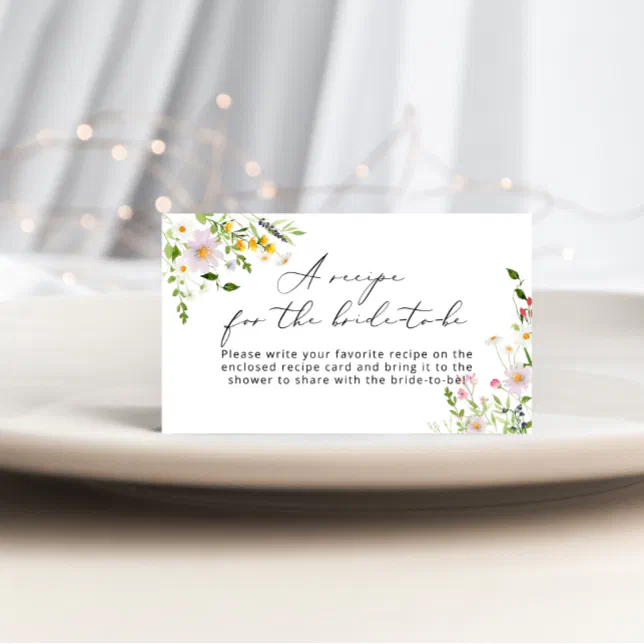 Wildflower Recipe for the bride to be Enclosure Card | Zazzle