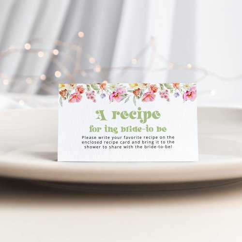 Wildflower Recipe for the bride to be Enclosure Card