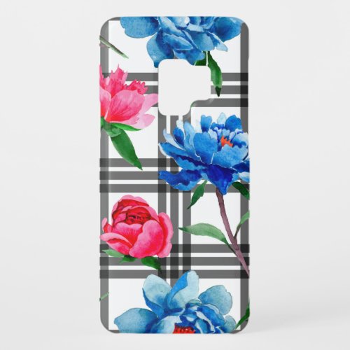 Wildflower red and blue peonies flowers pattern in Case_Mate samsung galaxy s9 case
