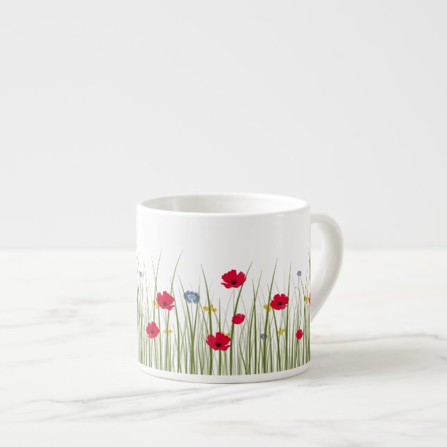Wildflower Red Poppies Espresso Cup (Front Right)