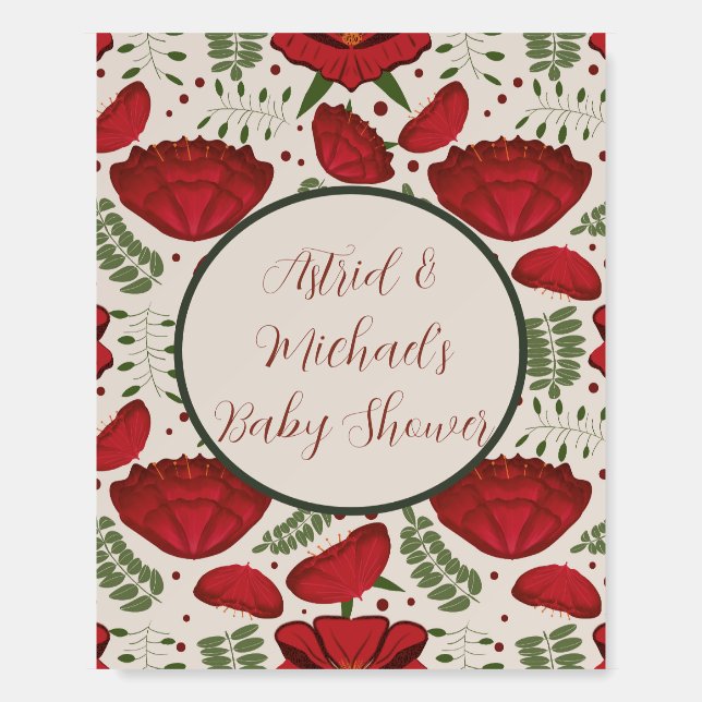 Wildflower Red Poppy Baby Shower Foam Board (Front)