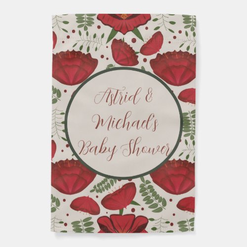 Wildflower Red Poppy Baby Shower Garden Flag