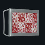 Wildflower Red White Tiled Pretty Floral Checkered Rectangular Belt Buckle<br><div class="desc">This beautiful, unique belt buckle design has a repeating and alternating square block / checkerboard pattern filled with red and white flower silhouettes. The pretty, tiled flowers have thorns and resemble English wild roses, yet the colors and design of the pattern make it look somewhat oriental. This is a very...</div>