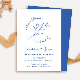 Wildflower Rehearsal Dinner Invitation in Cobalt