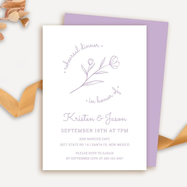 Wildflower Rehearsal Dinner Invitation in Lilac (Wildflower Rehearsal Dinner Invitation in Lilac)