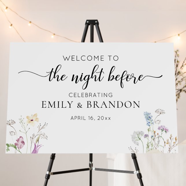 Wildflower Rehearsal Dinner Wedding Welcome Foam Board (In Situ (Stand))