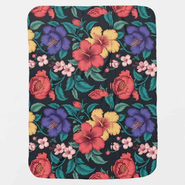 Wildflower Repeat Pattern Baby Blanket (Front)