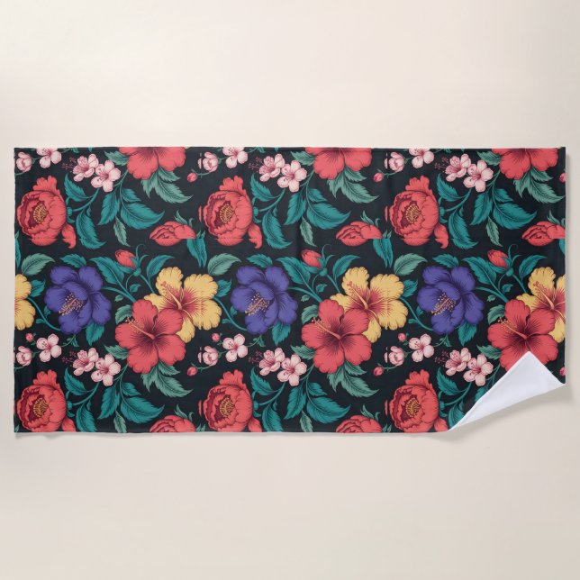 Wildflower Repeat Pattern Beach Towel (Front)
