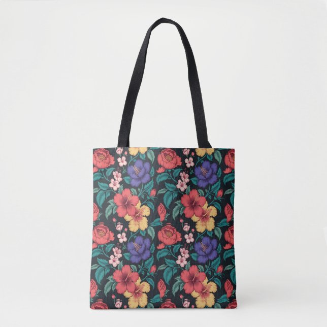 Wildflower Repeat Pattern Tote Bag (Front)