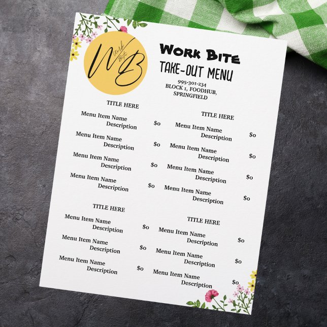 Wildflower Restaurant Take Out Menu QR Code Flyer (Creator Uploaded)