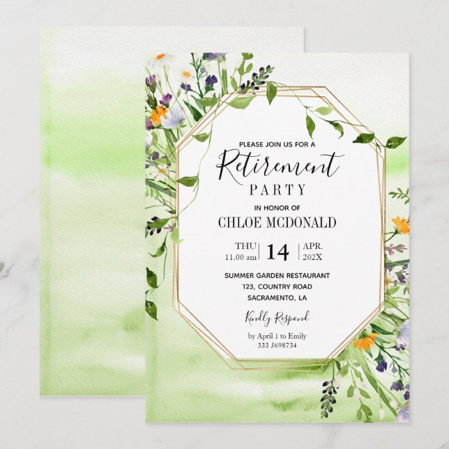 Wildflower Retirement Party invitation  (Front/Back)