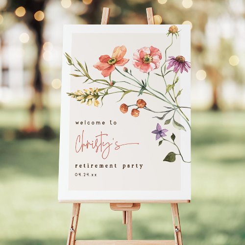 Wildflower Retirement Party Welcome Sign, Editable
