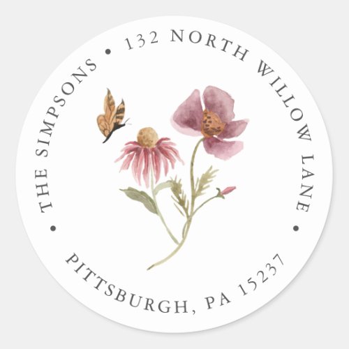 Wildflower Return Address Classic Round Sticker