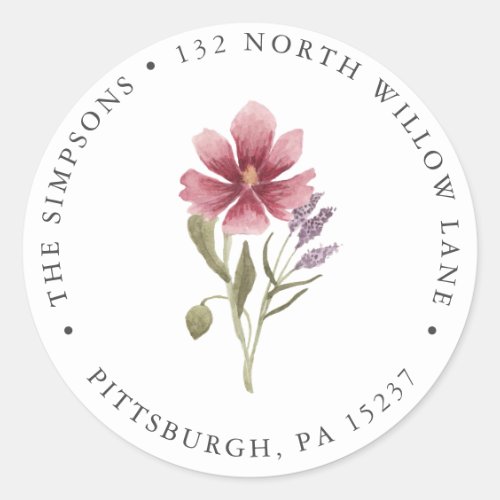 Wildflower Return Address Classic Round Sticker