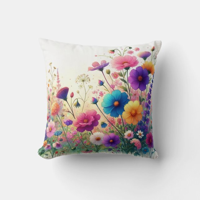 Wildflower Rhapsody Throw Pillow (Front)