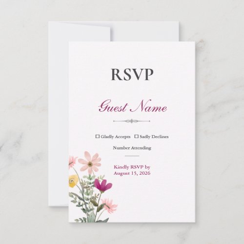 Wildflower Romance RSVP Card | Pink Floral