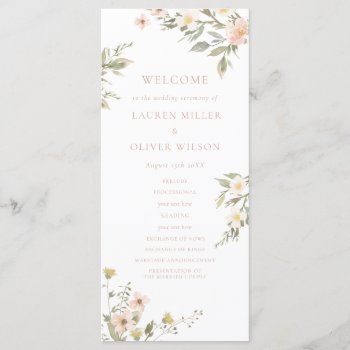 Wildflower Romance Wedding Program by Whimzy_Designs at Zazzle