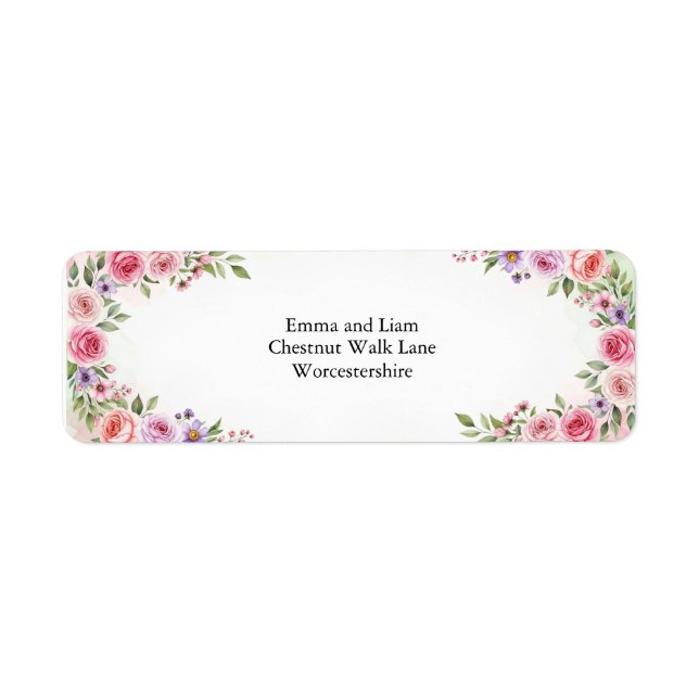 Wildflower Romantic Botanical Wedding Address Label (Front)