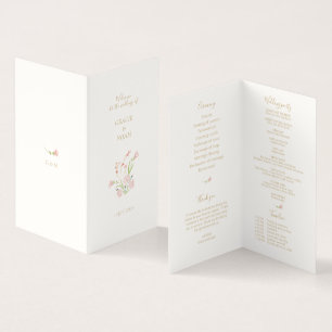Wildflower Rose Ivory Folded Card Wedding Program