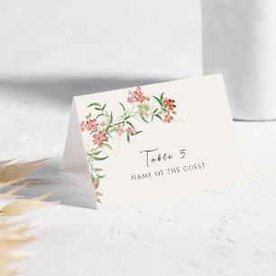 Wildflower Rose Spring Garland Wedding Place Card