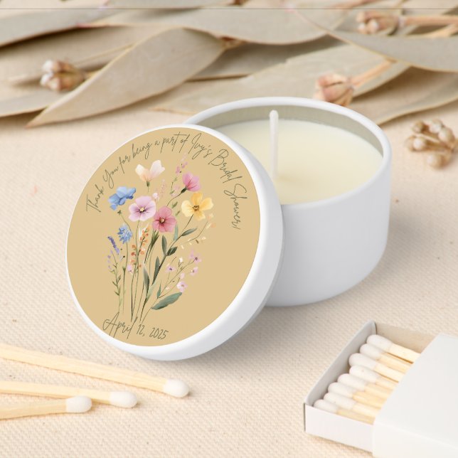 Wildflower Round Candle Favor Mini Candle Favors (Insitu)