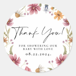 Wildflower Round Thank You Favor Sticker
