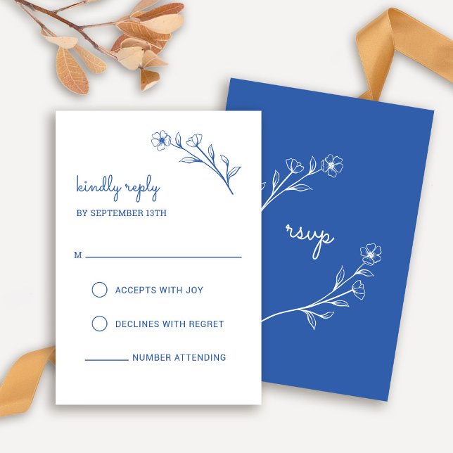 Wildflower RSVP Card in Cobalt Blue (Wildflower RSVP Card in Cobalt Blue)