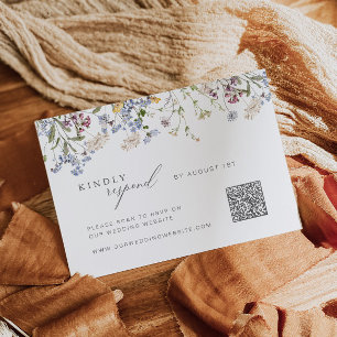 Wildflower RSVP card with QR code Floral Boho