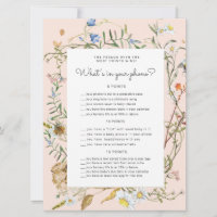 wildflower rustic Baby Shower phone game card