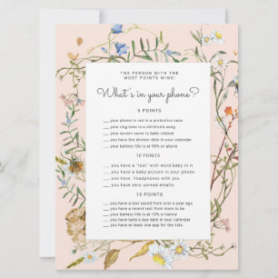 wildflower rustic Baby Shower phone game card