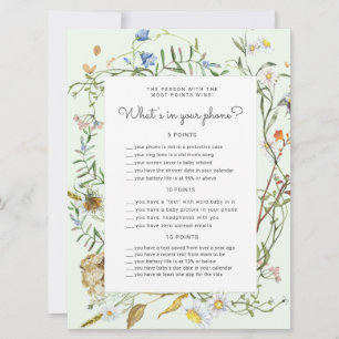 wildflower rustic Baby Shower phone game card