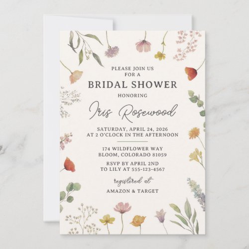 Wildflower Rustic Boho Bridal Shower Invitation