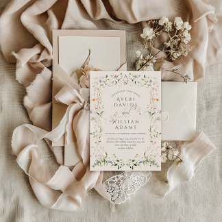 Wildflower Rustic Boho Floral Wedding Invitation