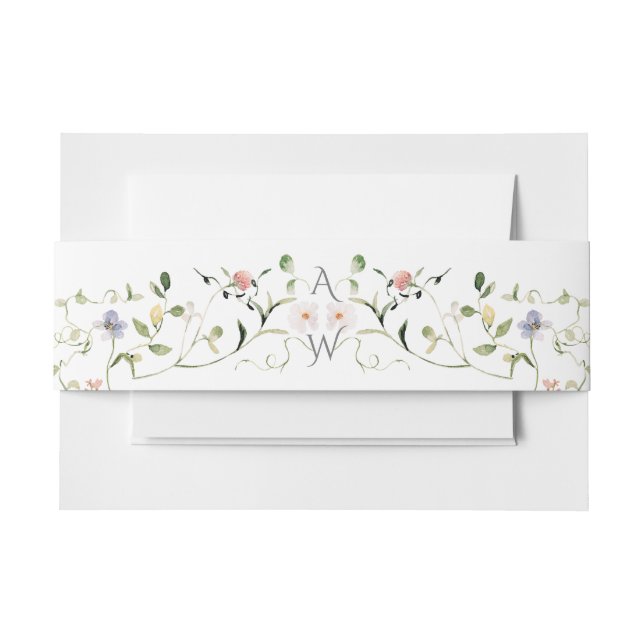 Wildflower Rustic Boho Floral Wedding Invitation Belly Band (Front Example)