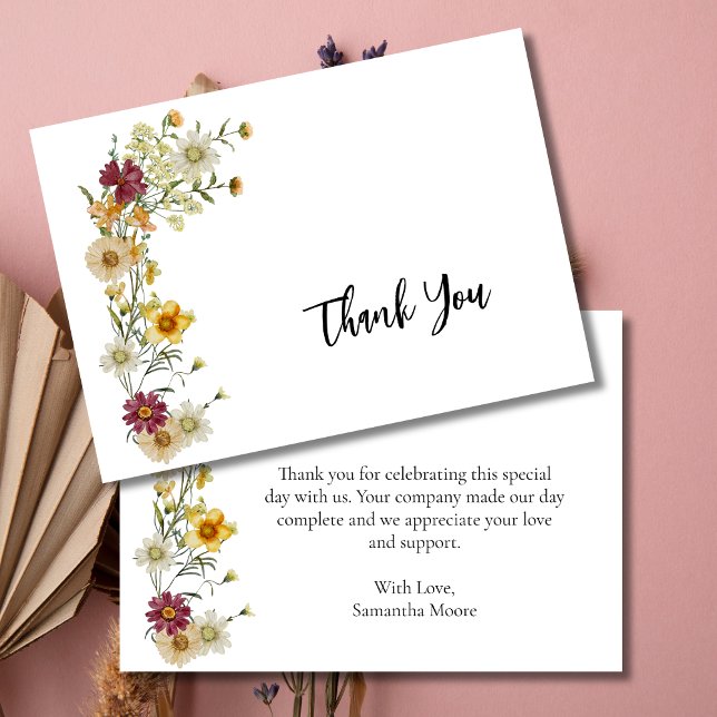Wildflower Rustic Boho  Thank You Card (Creator Uploaded)