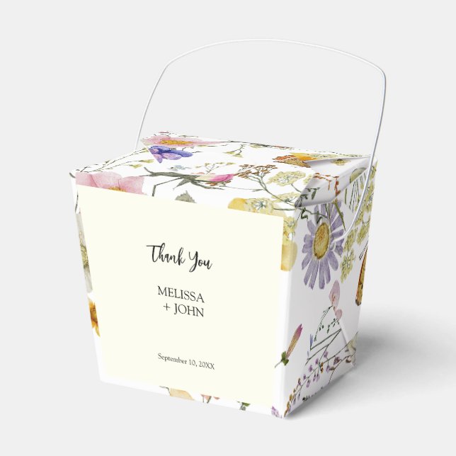 Wildflower Rustic Boho Wedding Favor Boxes (Front Side)